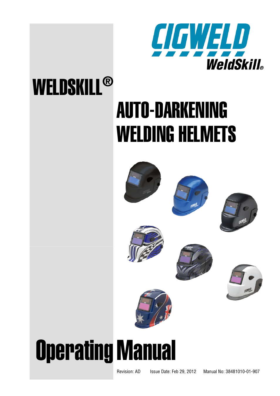 Tweco Cigweld WeldSkill Auto Darkening Welding Helmets User Manual | 20 pages