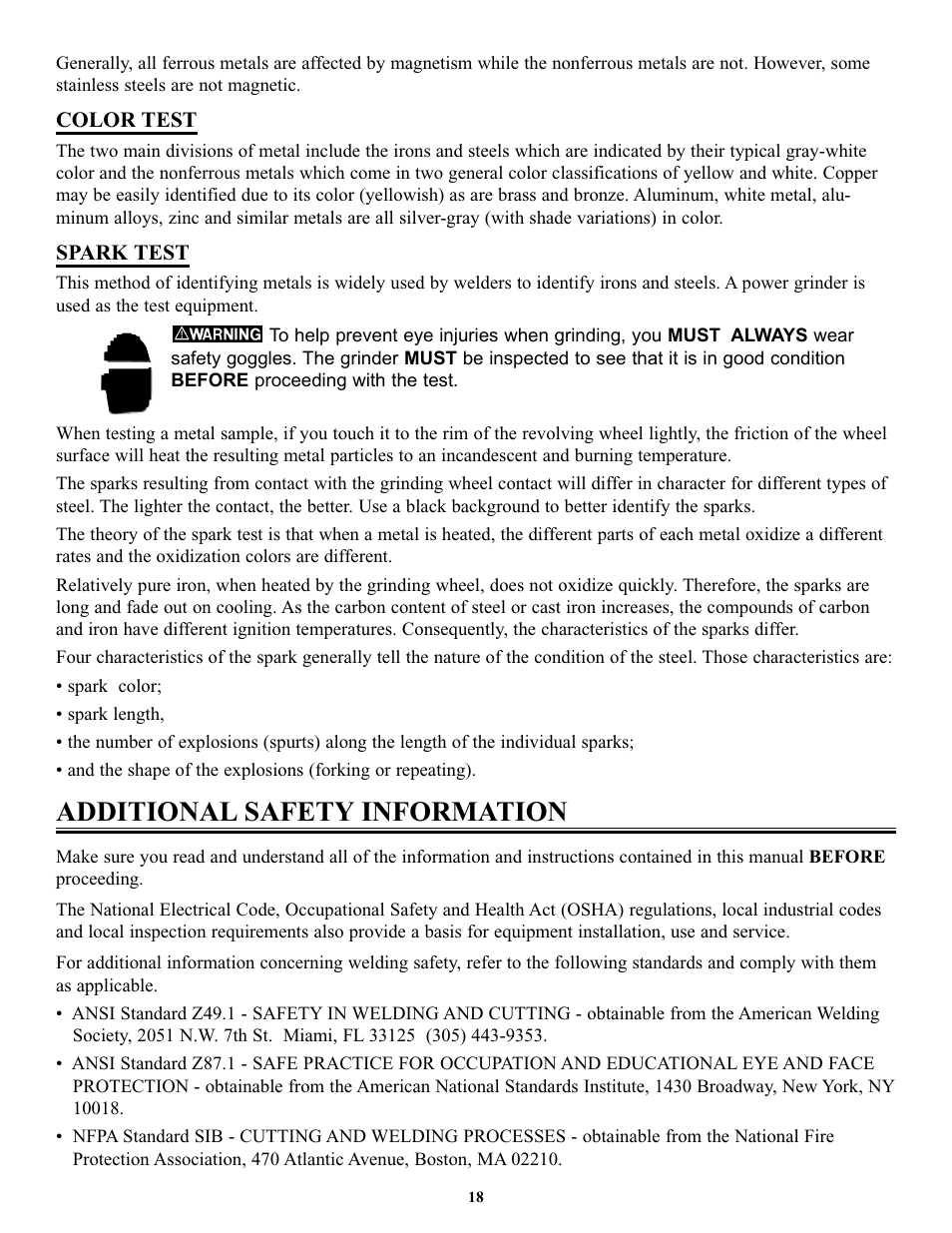 Additional safety information | Tweco FP-235DC User Manual | Page 22 / 34