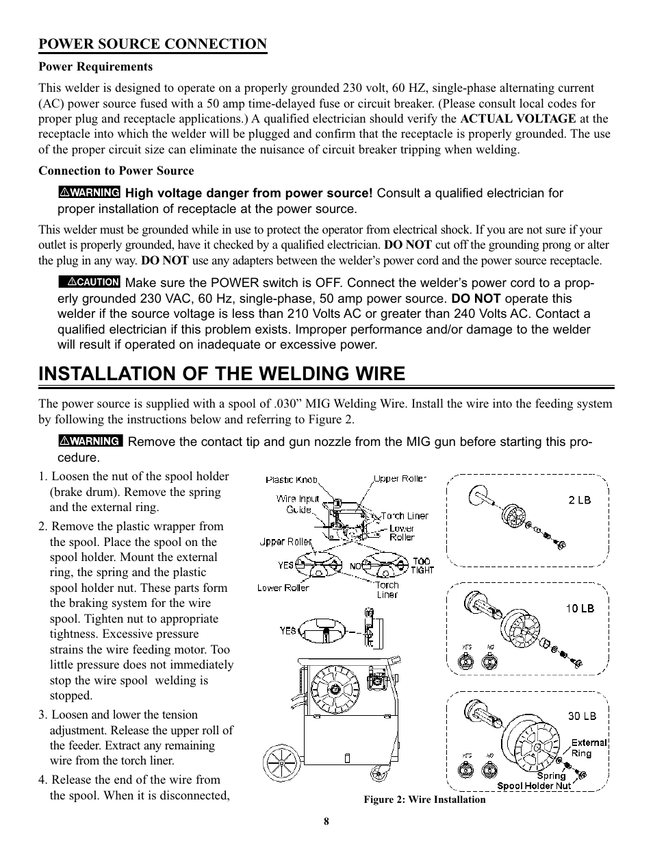 Installation of the welding wire | Tweco FP-260 User Manual | Page 10 / 24