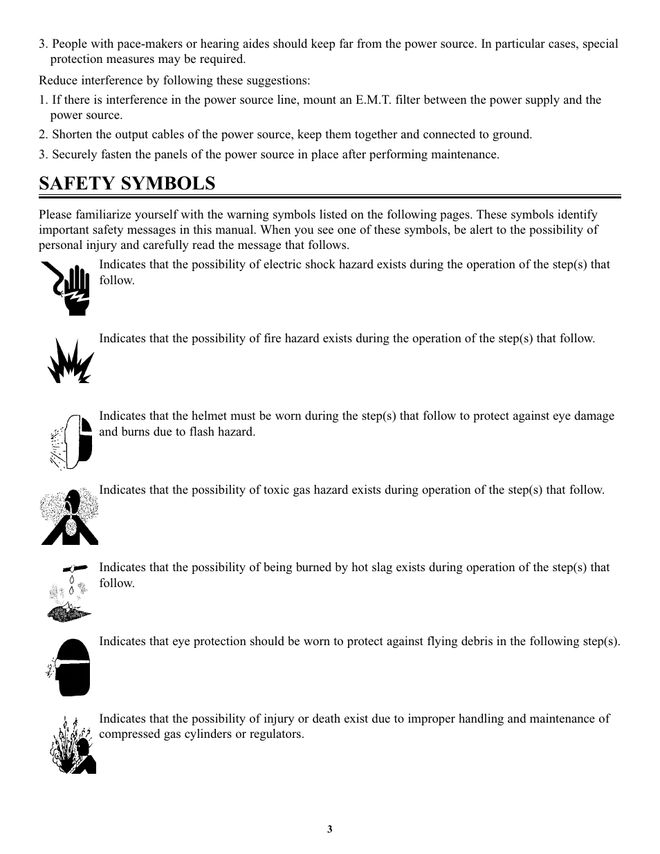 Safety symbols | Tweco FP-260 User Manual | Page 5 / 24