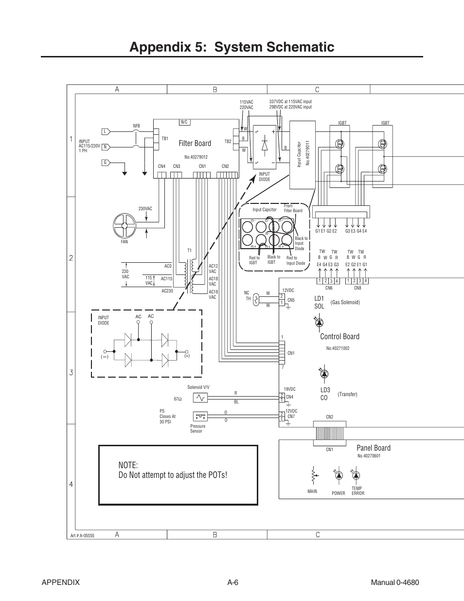 Appendix 5: system schematic, Control board panel board filter board | Tweco FP-20A User Manual | Page 26 / 27