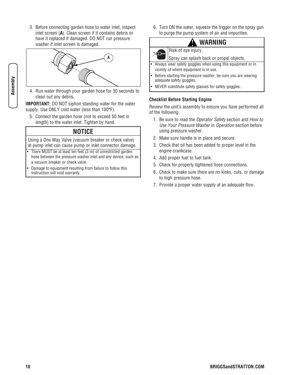 Warning, Notice | Briggs & Stratton Pressure Washer User Manual | Page 10 / 60