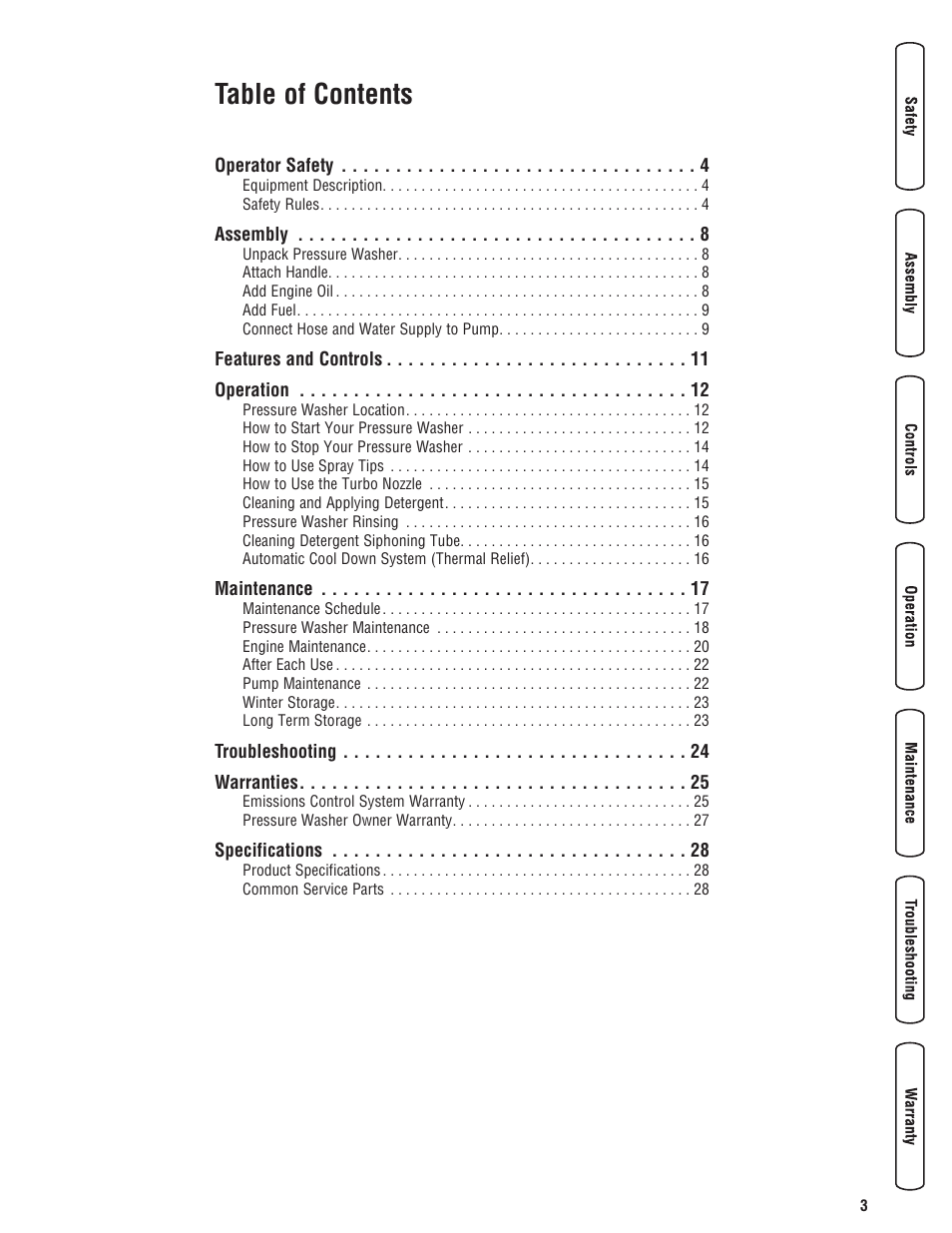 Briggs & Stratton Pressure Washer User Manual | Page 3 / 60