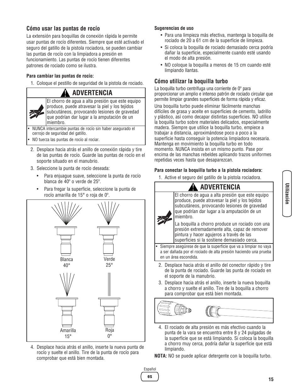 Advertencia | Briggs & Stratton Pressure Washer User Manual | Page 43 / 60