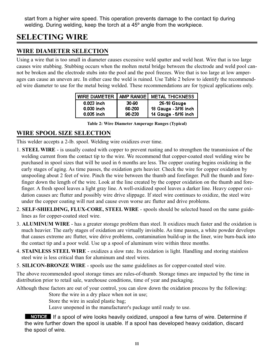 Selecting wire | Tweco FP-90 User Manual | Page 15 / 32