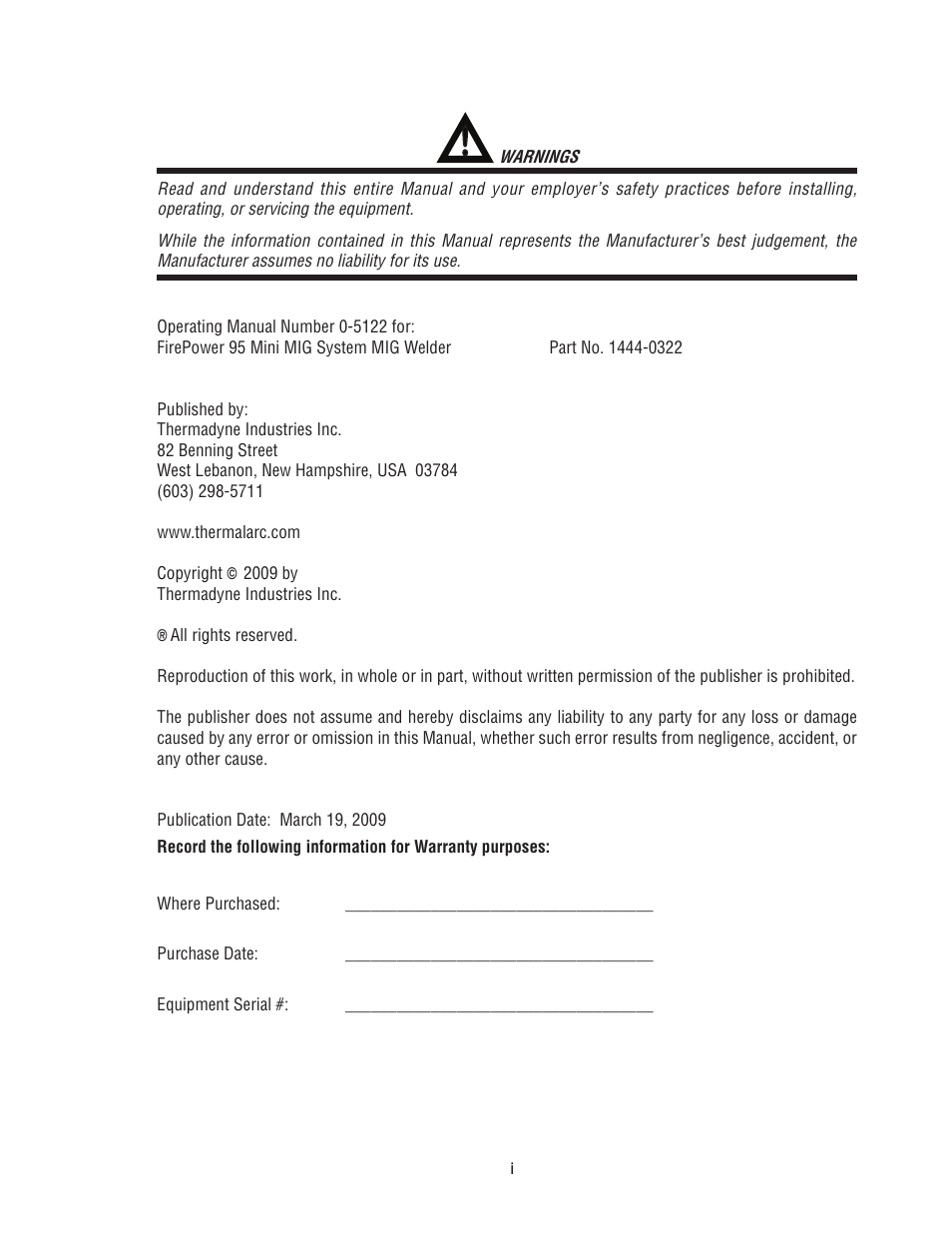 Tweco FP-95 Mini MIG User Manual | Page 3 / 46