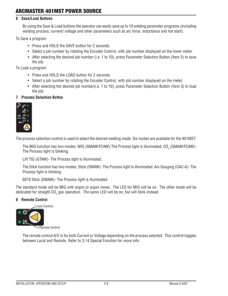 Arcmaster 401mst power source | Tweco ArcMaster 401MST User Manual | Page 38 / 84