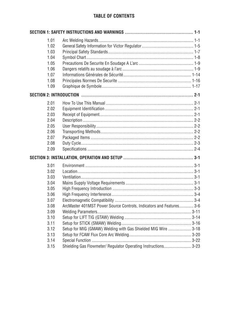 Tweco ArcMaster 401MST User Manual | Page 4 / 84