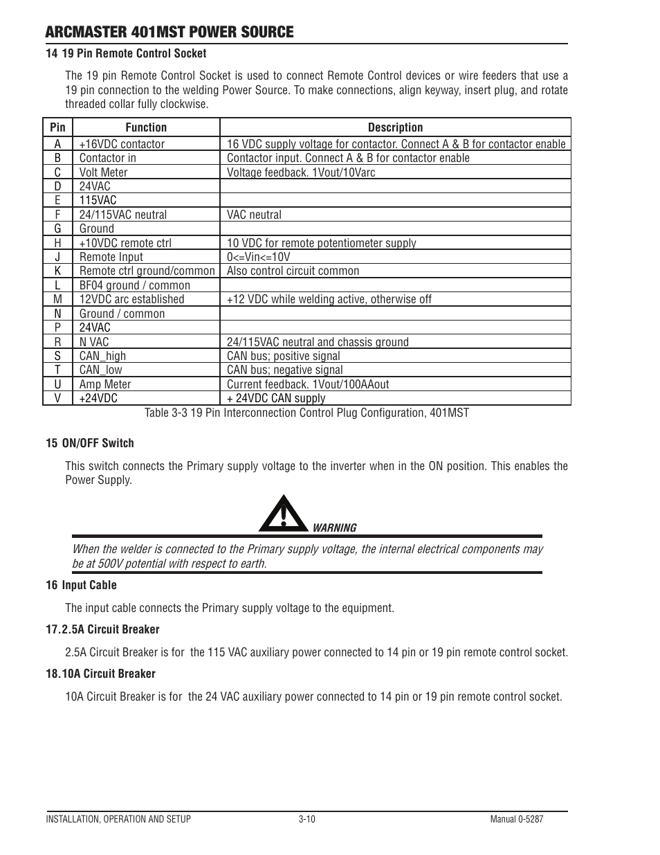 Arcmaster 401mst power source | Tweco ArcMaster 401MST User Manual | Page 40 / 84