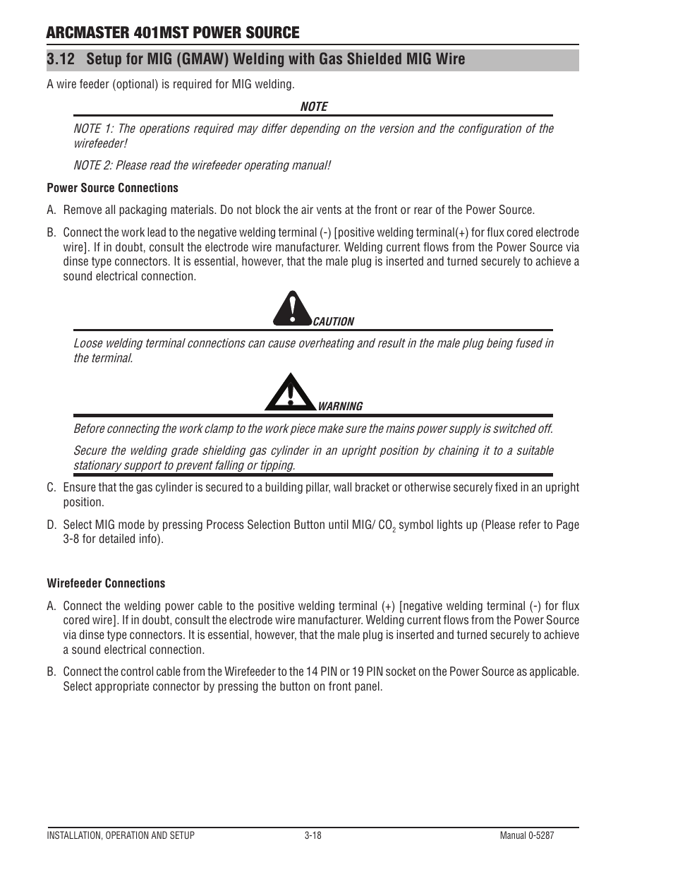 Arcmaster 401mst power source | Tweco ArcMaster 401MST User Manual | Page 48 / 84