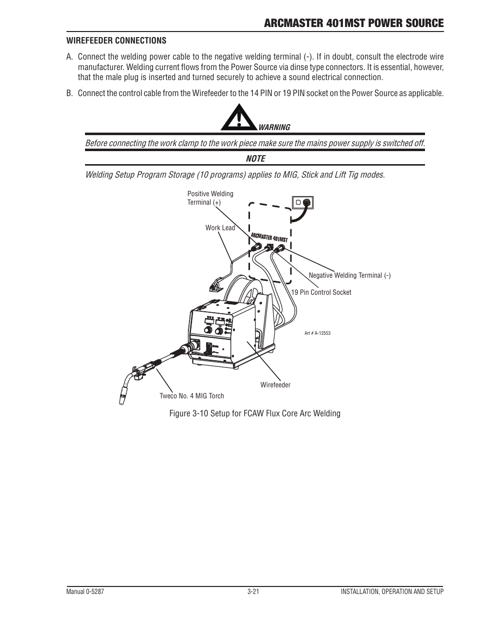 Arcmaster 401mst power source | Tweco ArcMaster 401MST User Manual | Page 51 / 84