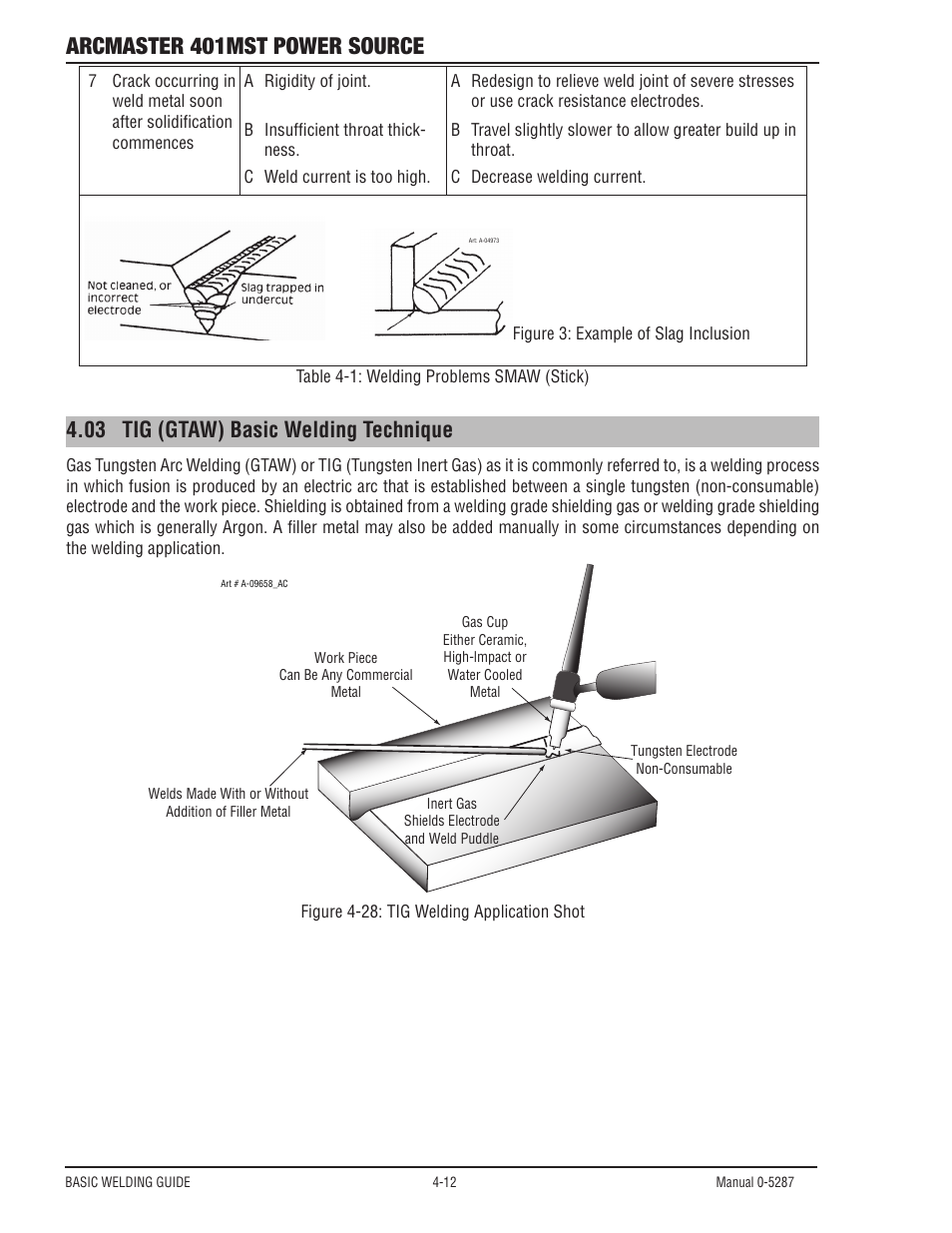 03 tig (gtaw) basic welding technique, 05 tig (gtaw) basic welding technique, Tig (gtaw) basic welding technique -12 | Arcmaster 401mst power source | Tweco ArcMaster 401MST User Manual | Page 68 / 84