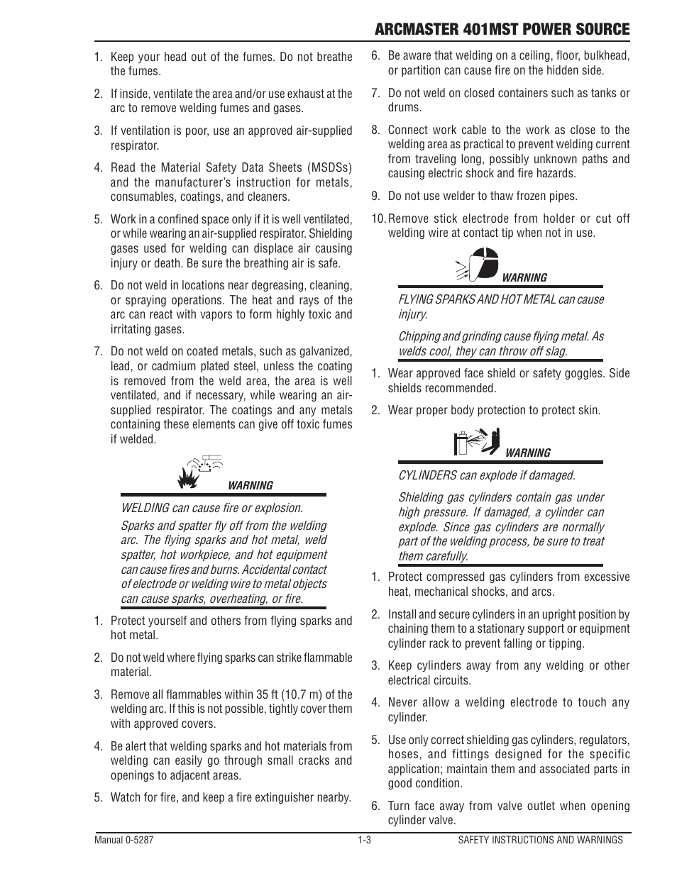 Arcmaster 401mst power source | Tweco ArcMaster 401MST User Manual | Page 9 / 84