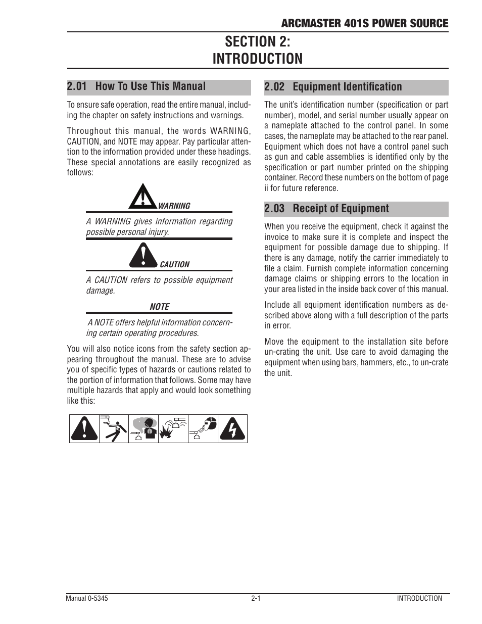 Arcmaster 401s power source | Tweco ArcMaster 401S User Manual | Page 15 / 64