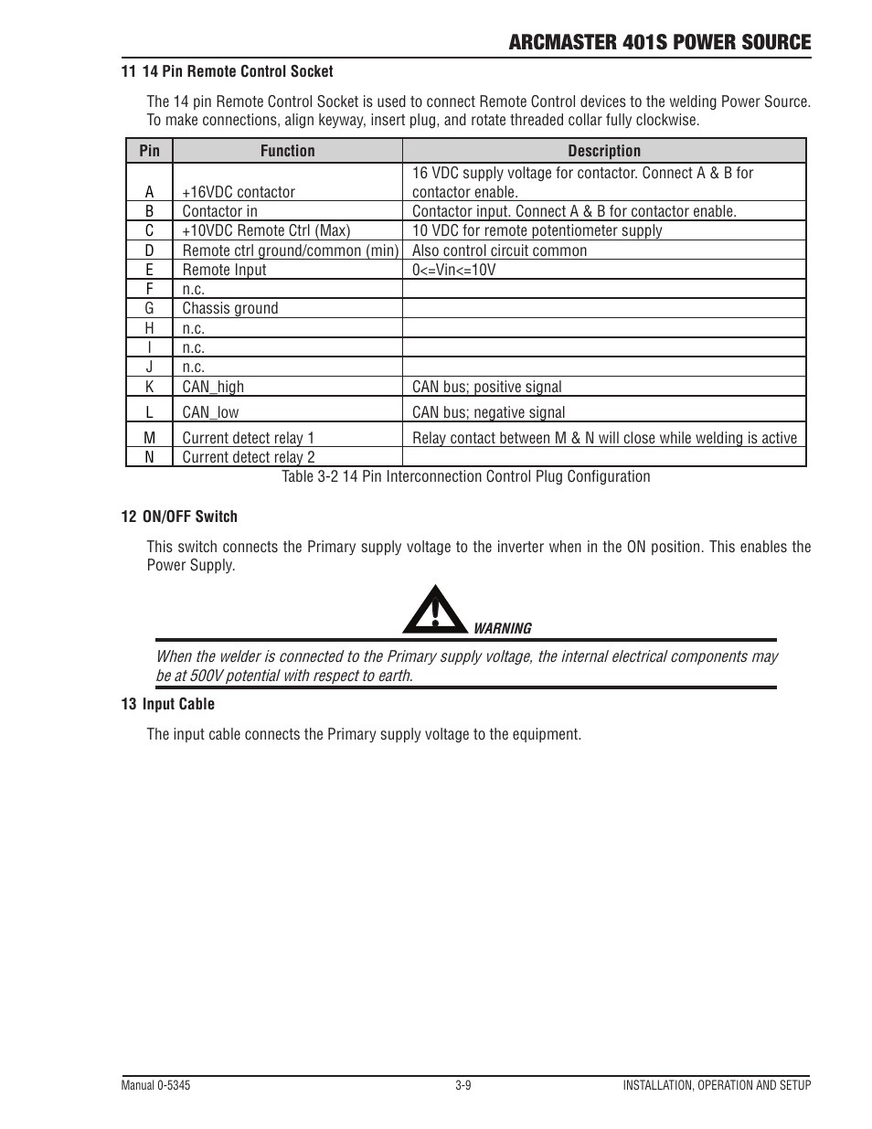 Arcmaster 401s power source | Tweco ArcMaster 401S User Manual | Page 29 / 64