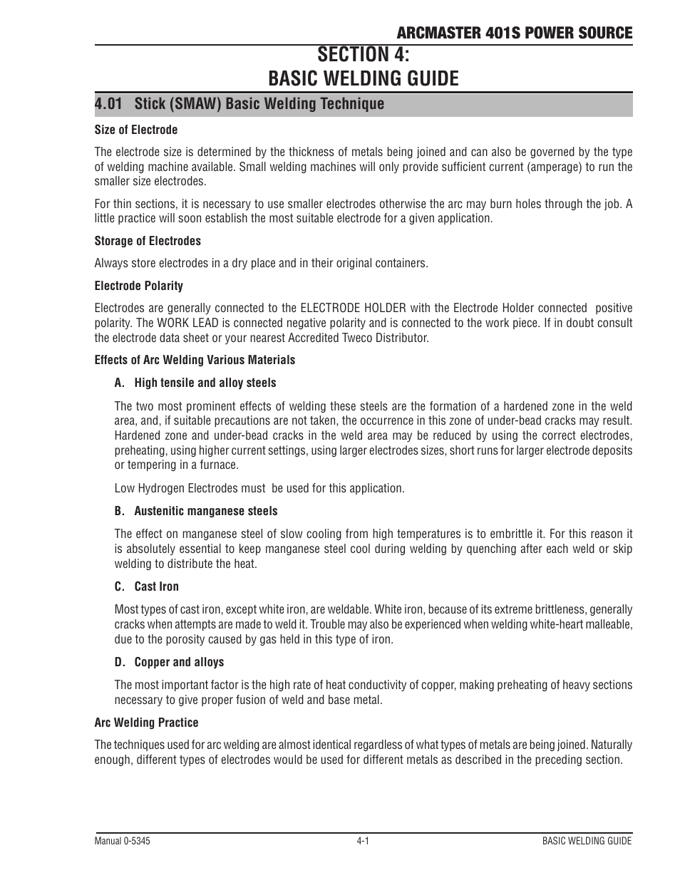 Arcmaster 401s power source | Tweco ArcMaster 401S User Manual | Page 39 / 64