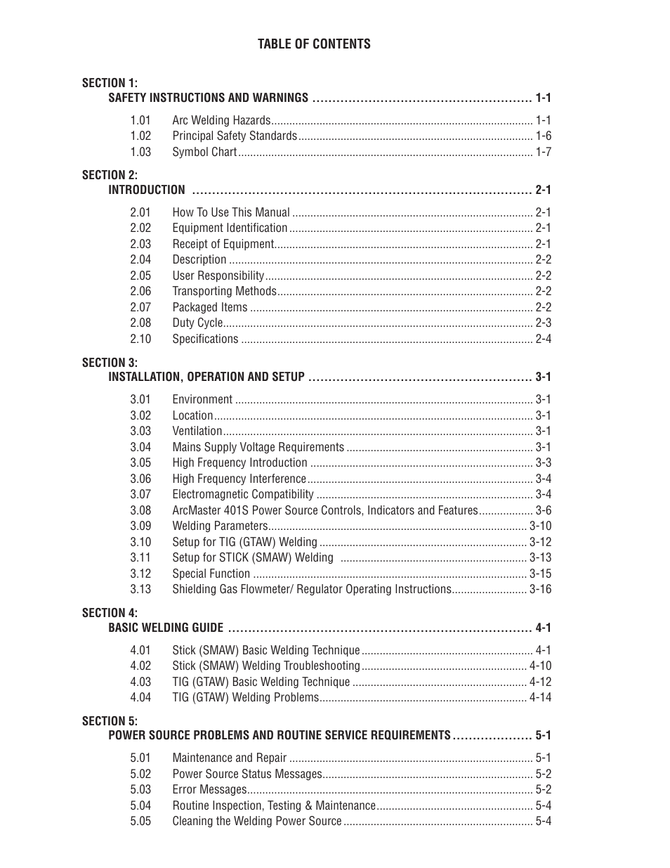 Tweco ArcMaster 401S User Manual | Page 4 / 64