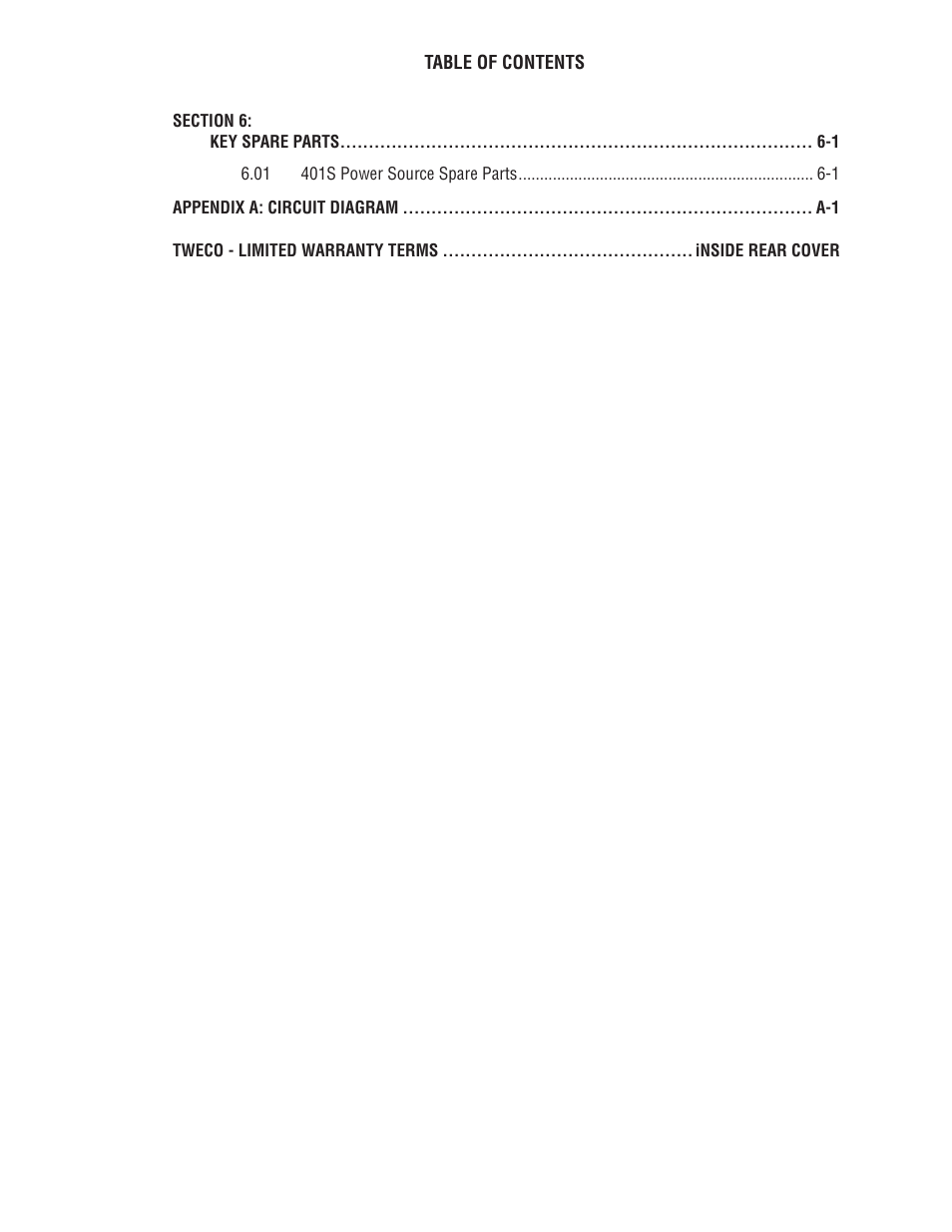 Tweco ArcMaster 401S User Manual | Page 5 / 64