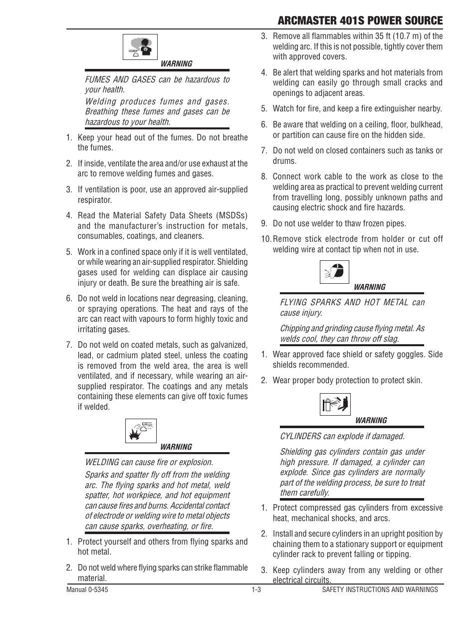 Arcmaster 401s power source | Tweco ArcMaster 401S User Manual | Page 9 / 64