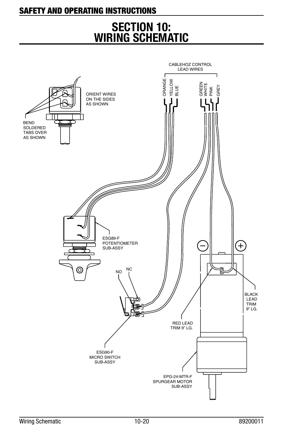 Safety and operating instructions, Wiring schematic | Tweco Eliminator Spool Gun User Manual | Page 24 / 36