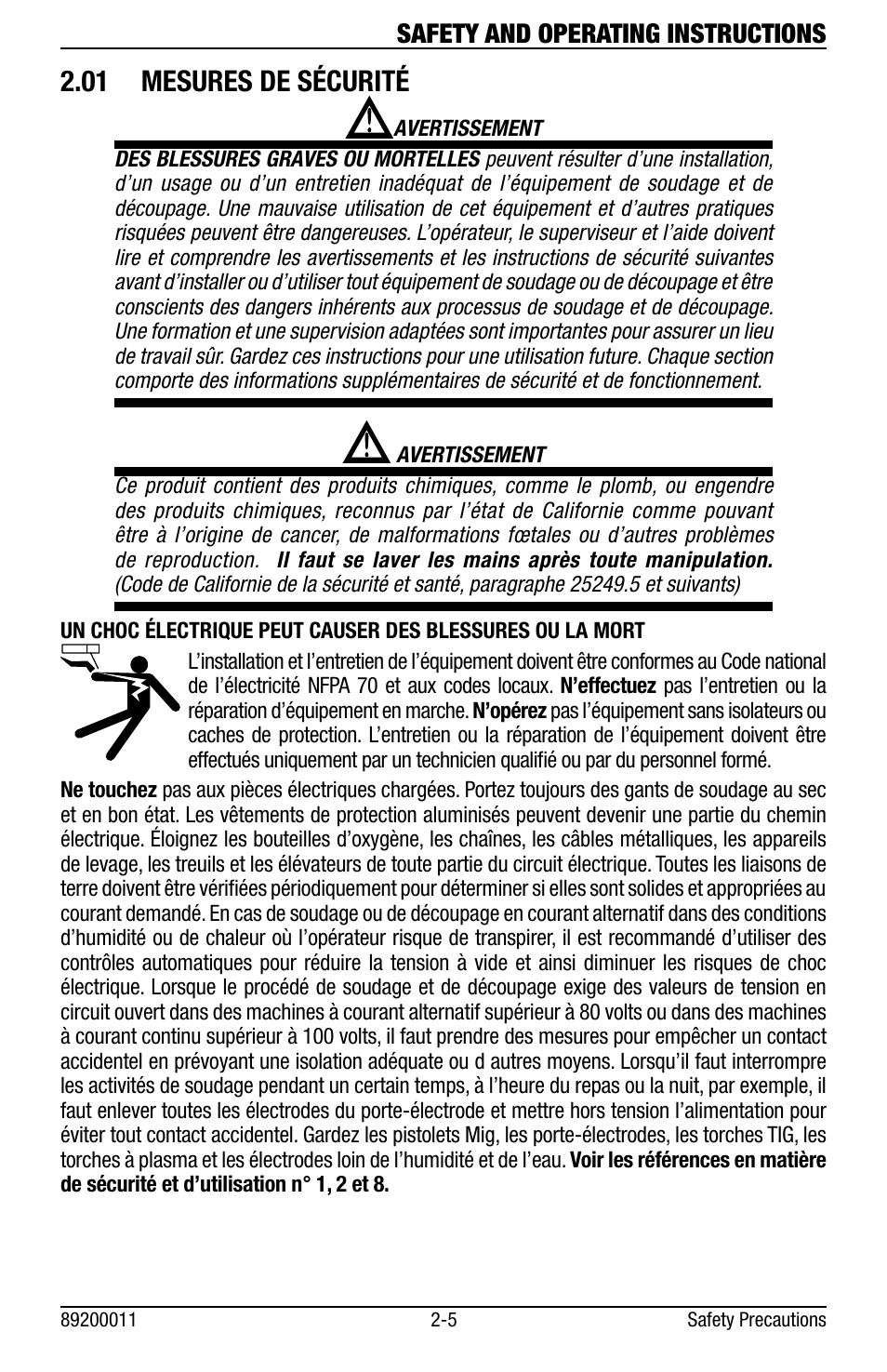 01 mesures de sécurité, Safety and operating instructions | Tweco Eliminator Spool Gun User Manual | Page 9 / 36