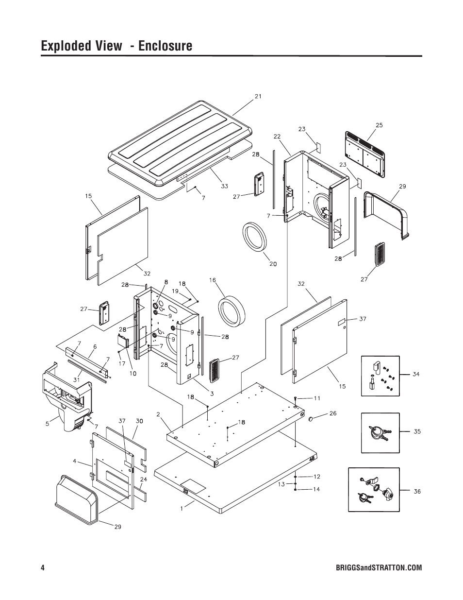Exploded view - enclosure | Briggs & Stratton 40297 User Manual | Page 4 / 7