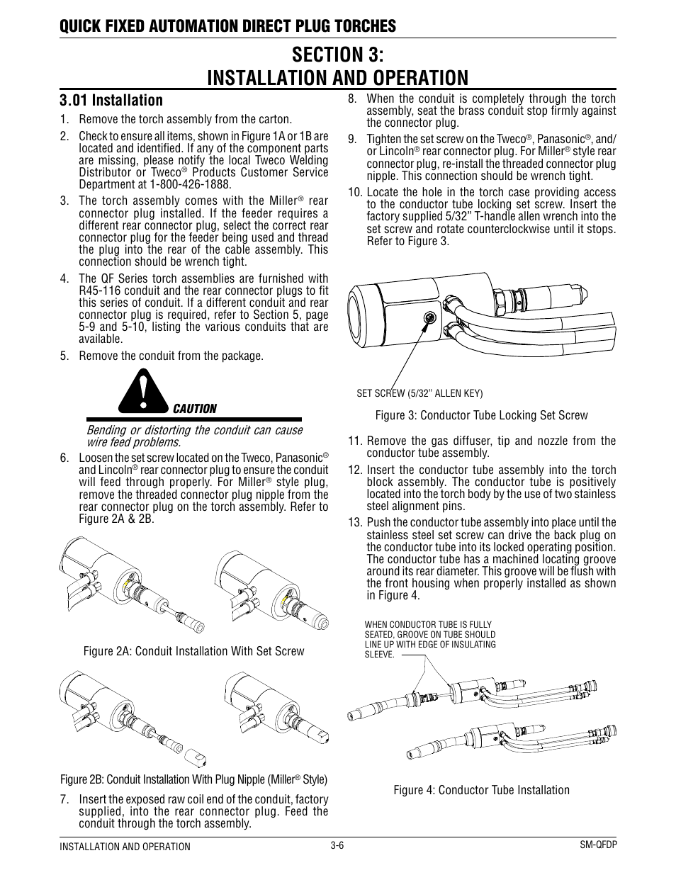 Quick fixed automation direct plug torches, 01 installation | Tweco QFW600 User Manual | Page 10 / 18