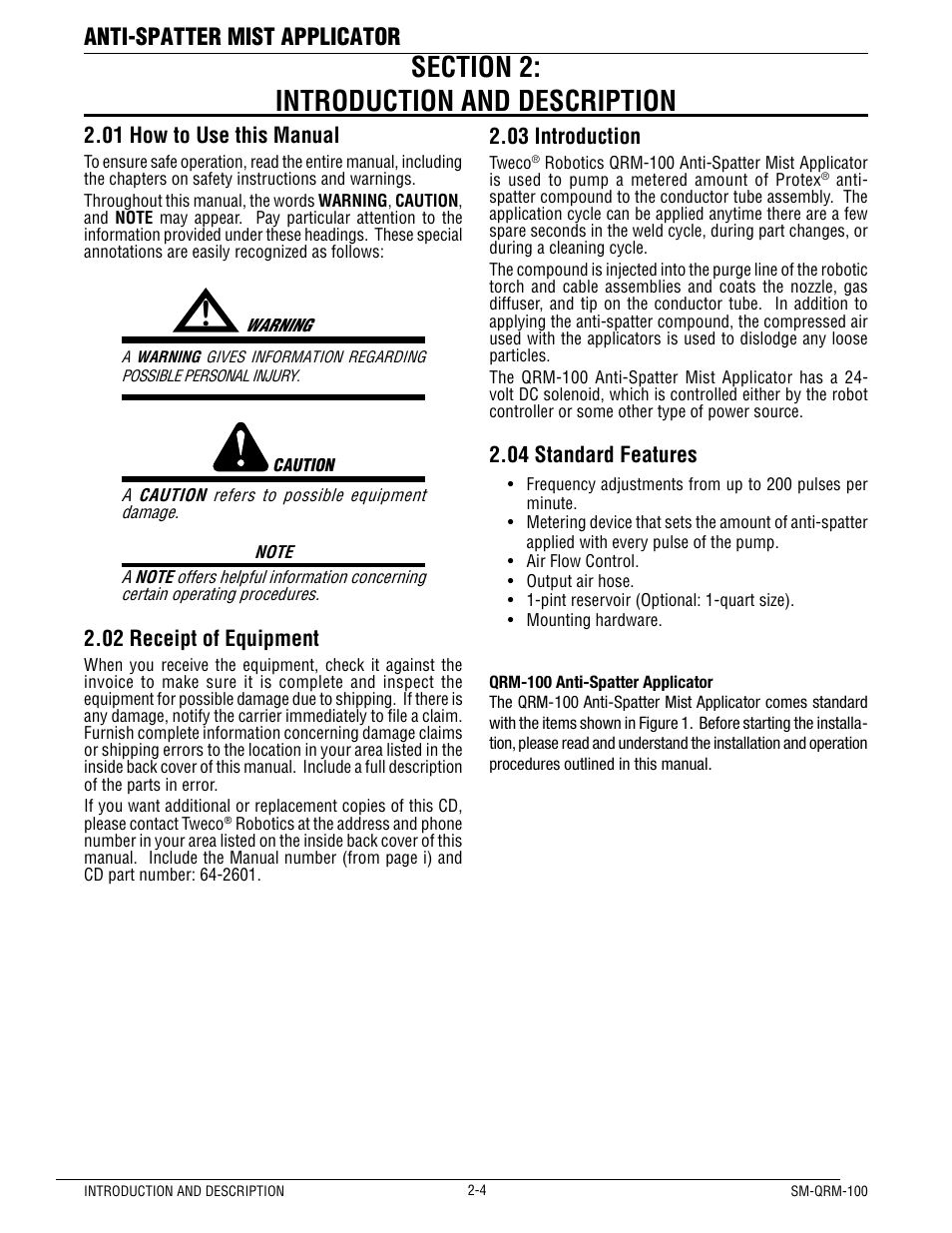 Anti-spatter mist applicator | Tweco QRM-100 User Manual | Page 8 / 16