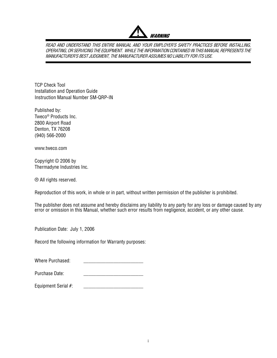 Tweco QRP-IN TCP Check Tool User Manual | Page 3 / 14