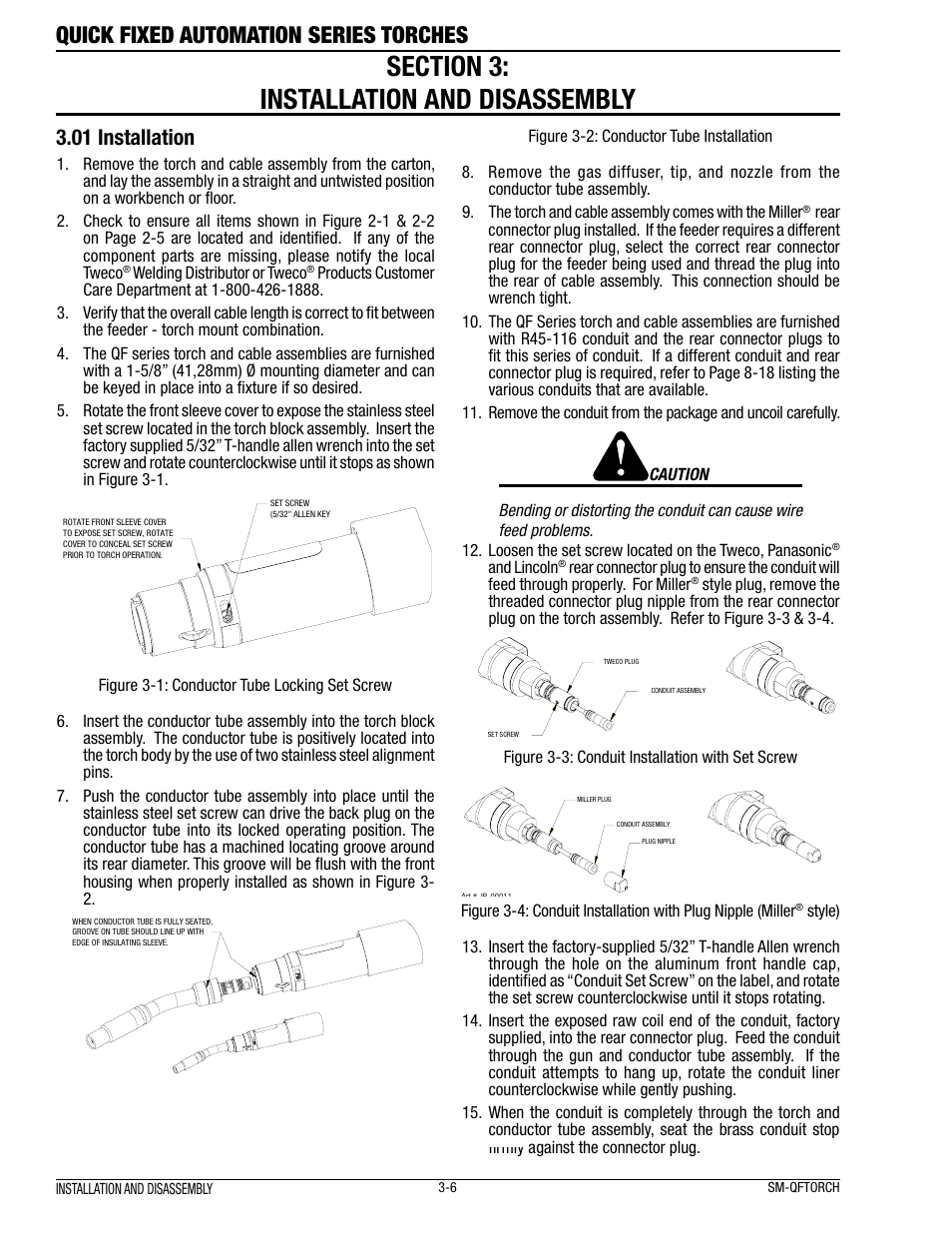 Quick fixed automation series torches, 01 installation | Tweco Quick Fixed User Manual | Page 10 / 27