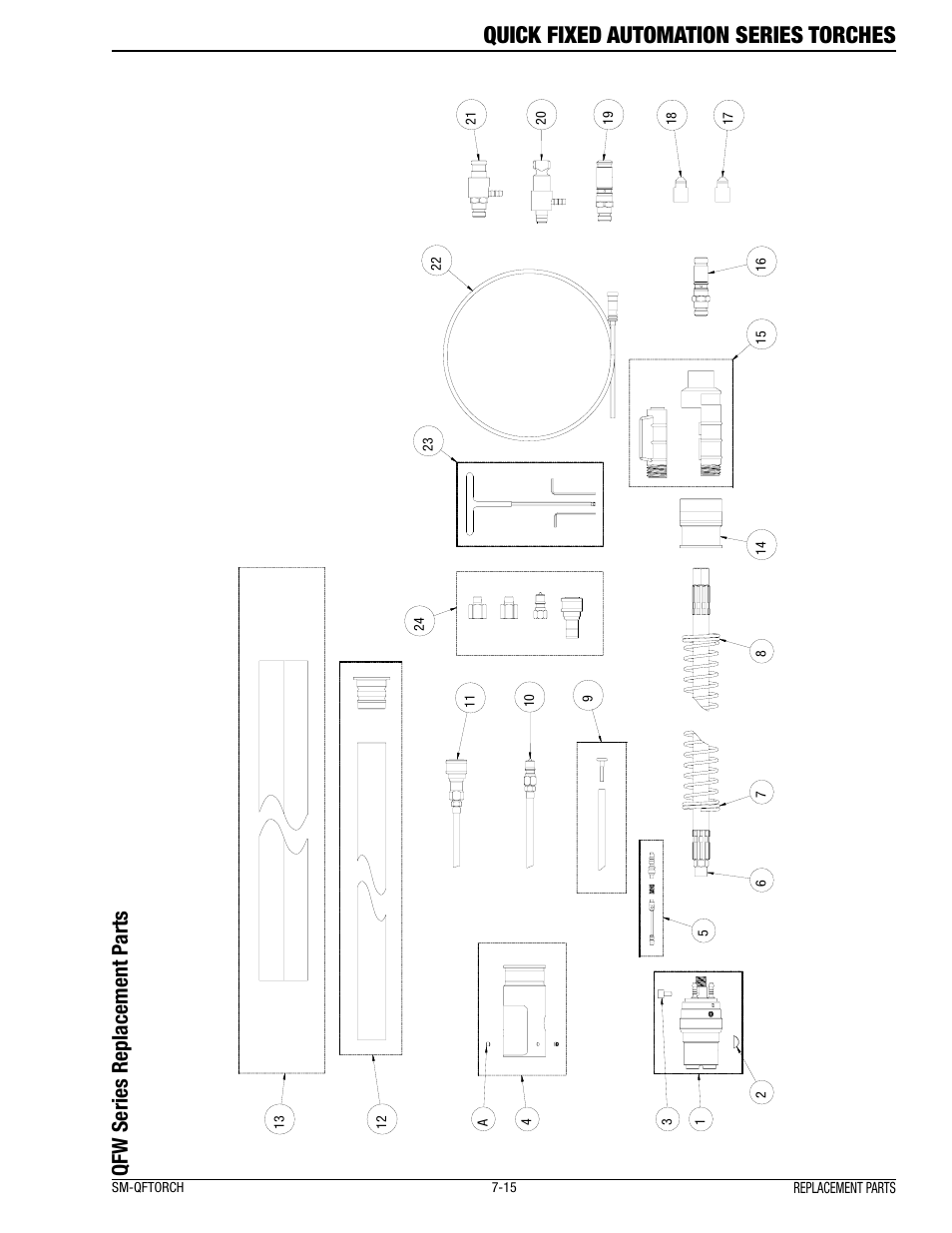 Quick fixed automation series torches, Qfw series replacement p arts | Tweco Quick Fixed User Manual | Page 19 / 27