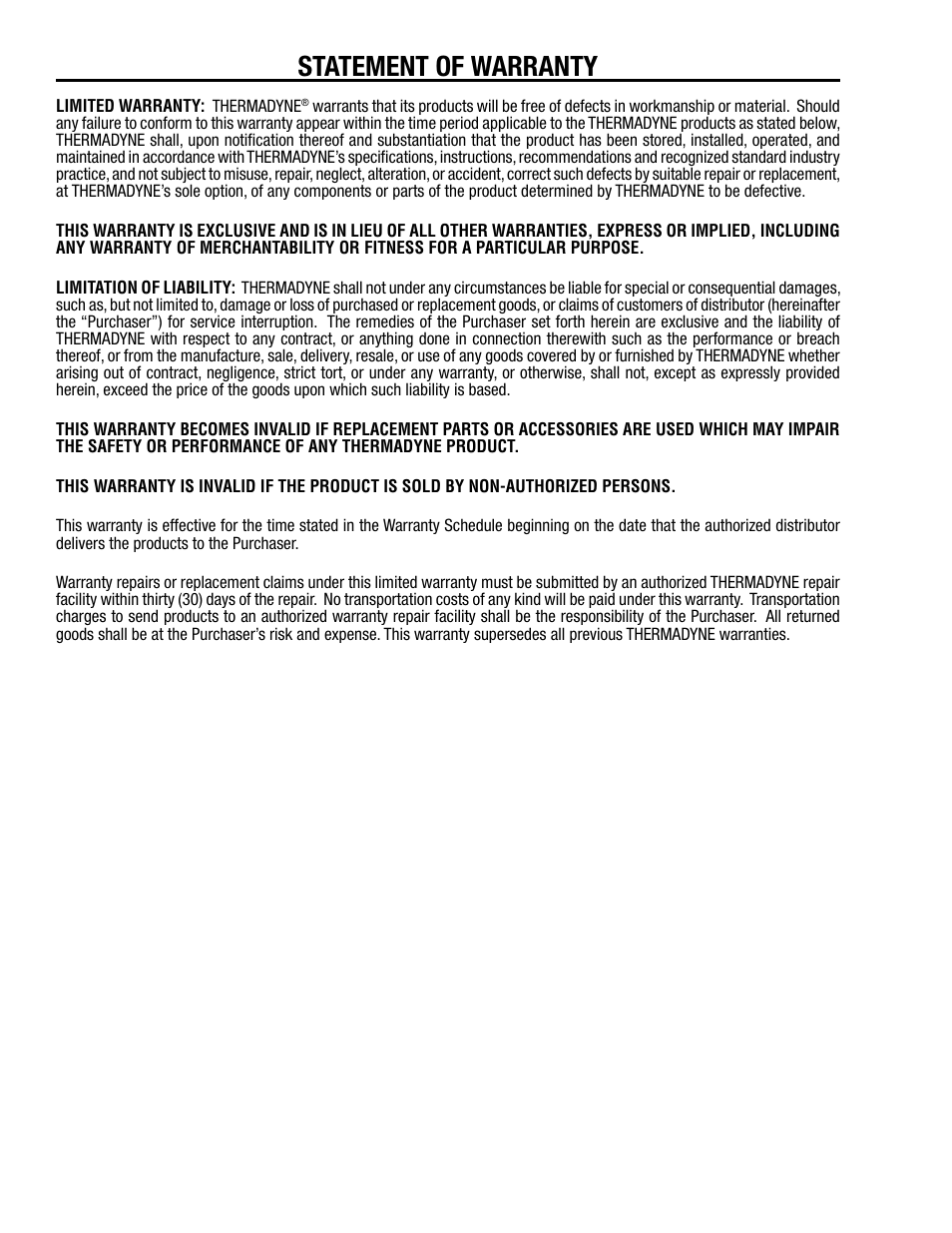 Statement of warranty | Tweco Quick Fixed User Manual | Page 24 / 27