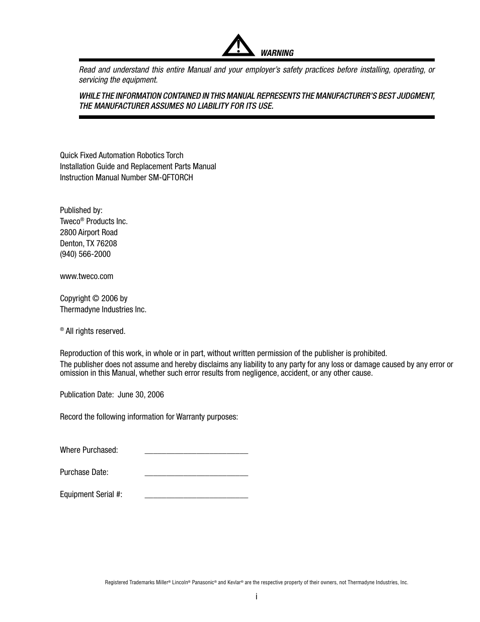 Tweco Quick Fixed User Manual | Page 3 / 27