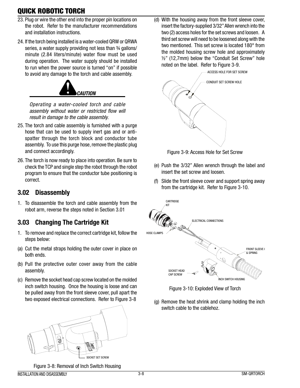 Quick robotic torch, 02 disassembly, 03 changing the cartridge kit | Tweco Quick Robotic Torch User Manual | Page 12 / 40