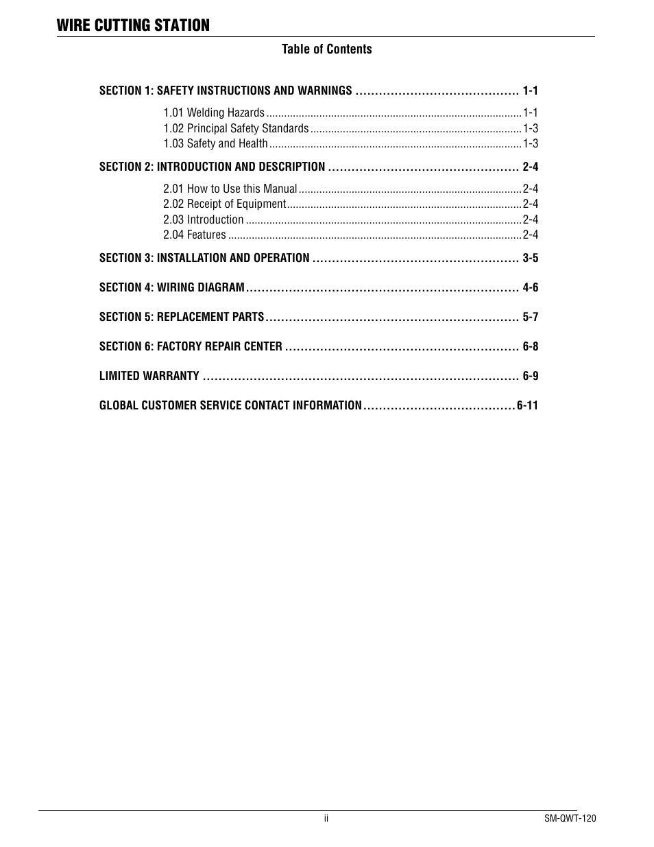 Wire cutting station | Tweco QWT-120 User Manual | Page 4 / 16