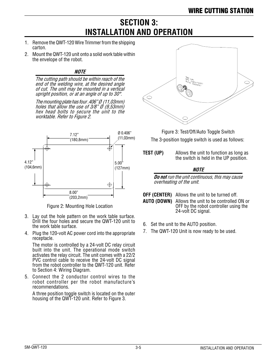 Wire cutting station | Tweco QWT-120 User Manual | Page 9 / 16