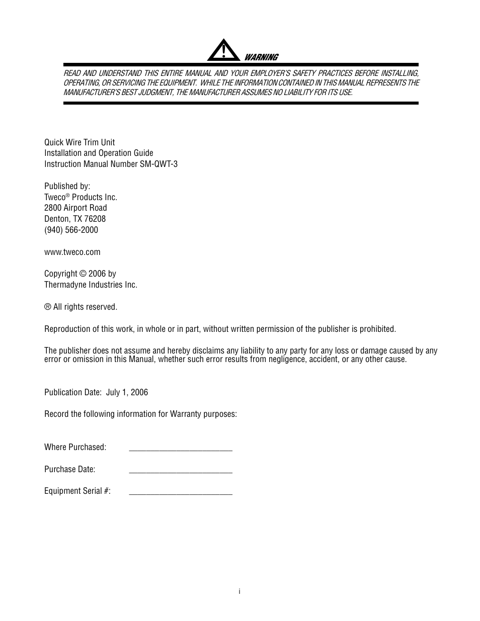 Tweco QWT-3 Quick Wire Trim Unit User Manual | Page 3 / 16