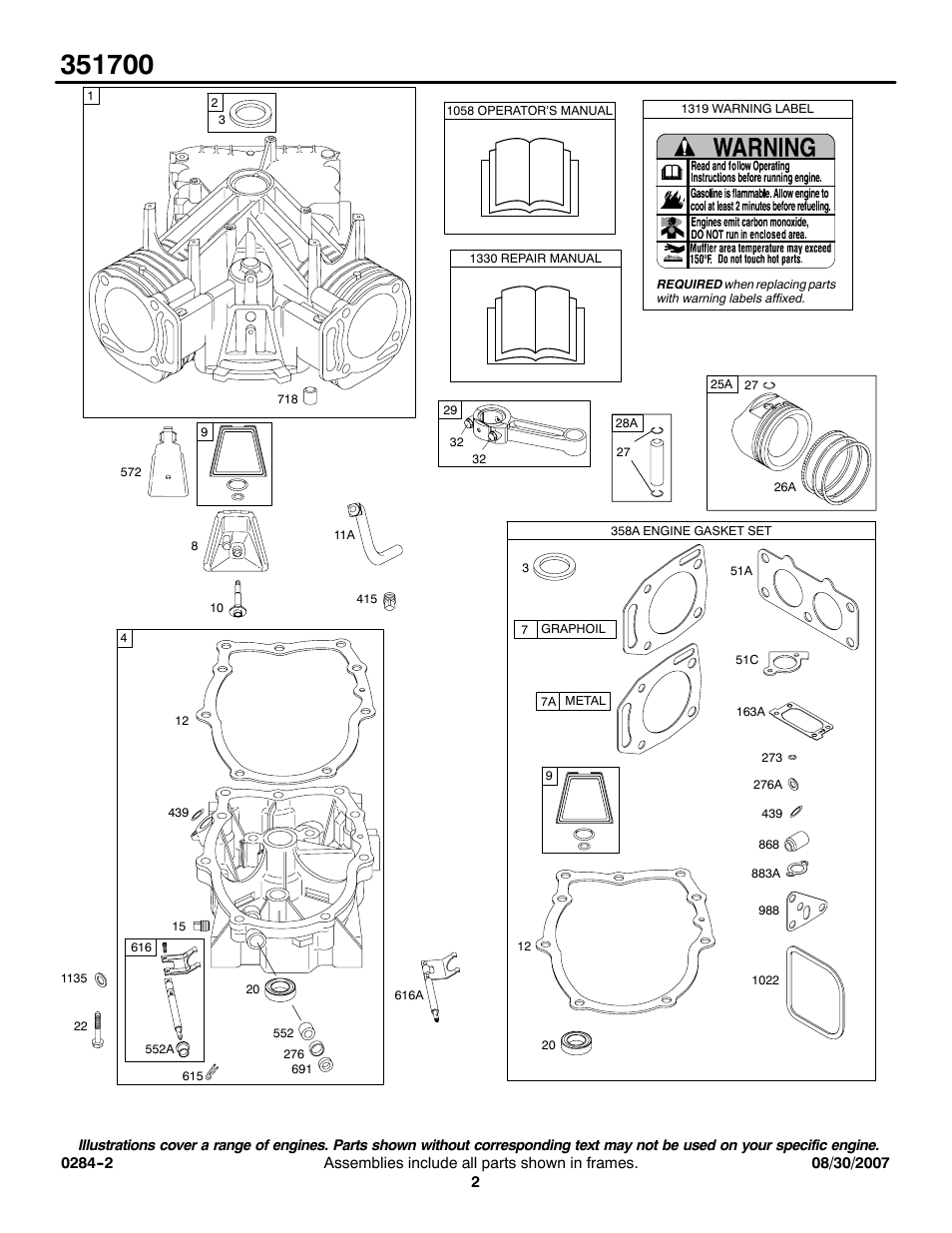 Briggs & Stratton 351700 User Manual | Page 2 / 20