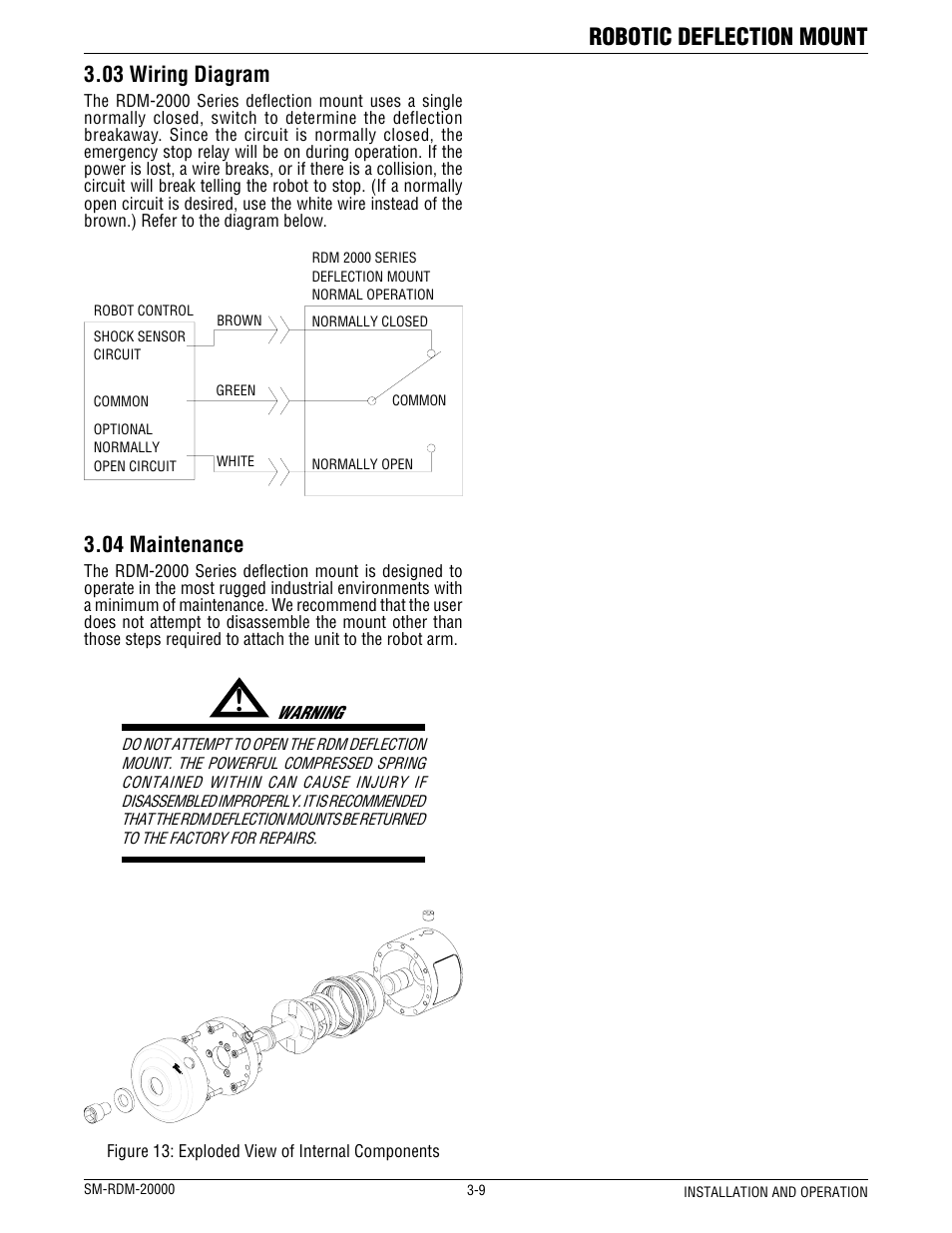 Robotic deflection mount, 03 wiring diagram, 04 maintenance | Tweco RDM-2000 User Manual | Page 13 / 22