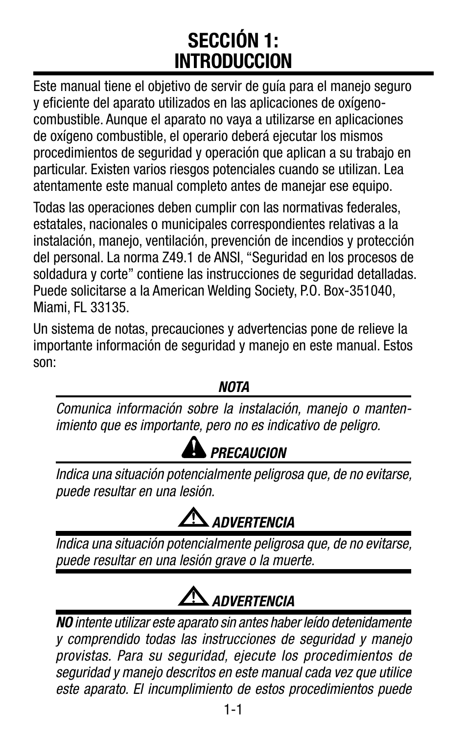 Sección 1: introduccion | Tweco Victor Torch Handles,Cutting Attachments User Manual | Page 63 / 94