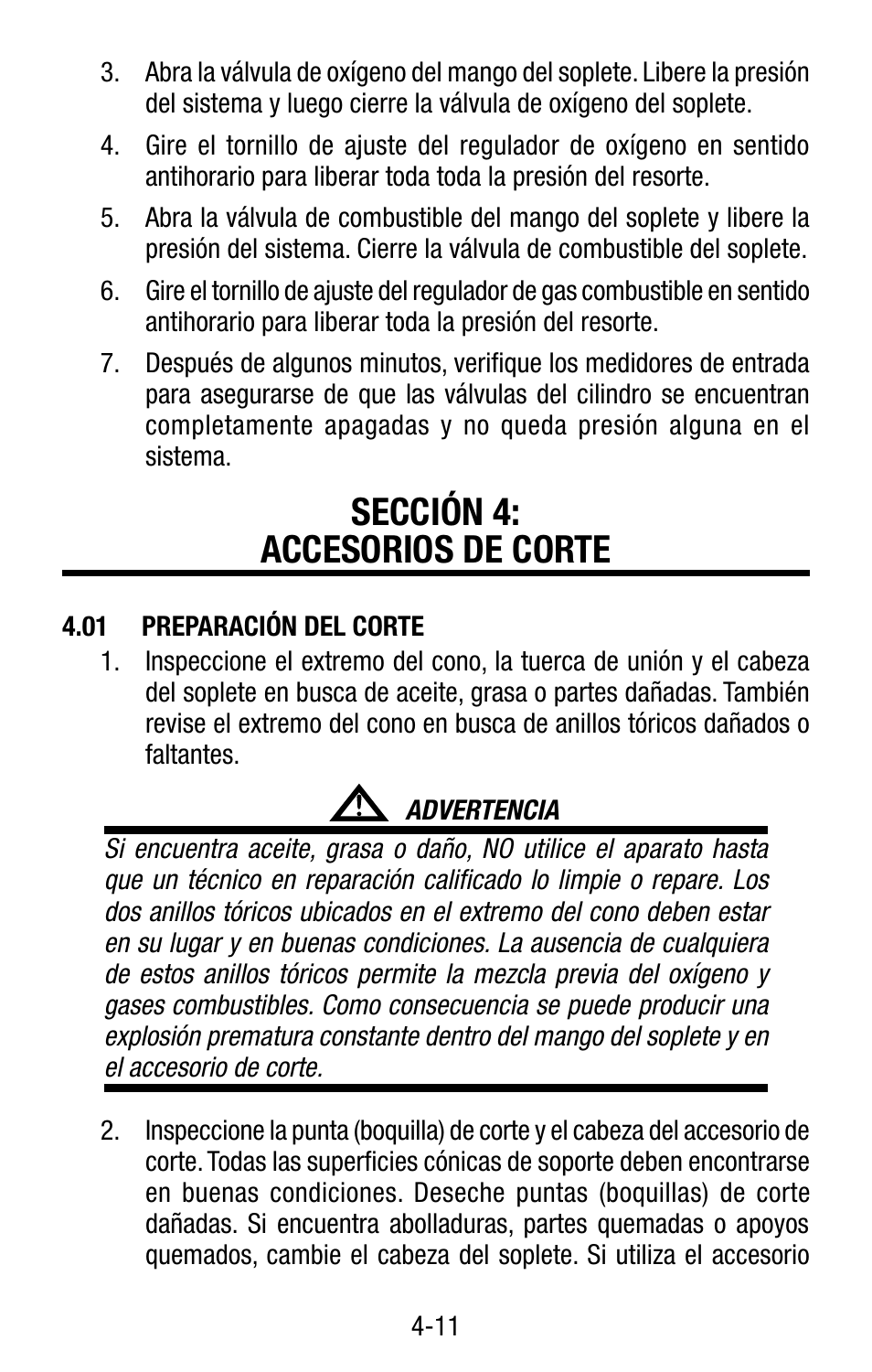 Sección 4: accesorios de corte | Tweco Victor Torch Handles,Cutting Attachments User Manual | Page 73 / 94