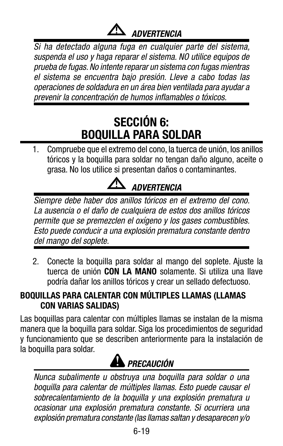 Sección 6: boquilla para soldar | Tweco Victor Torch Handles,Cutting Attachments User Manual | Page 81 / 94