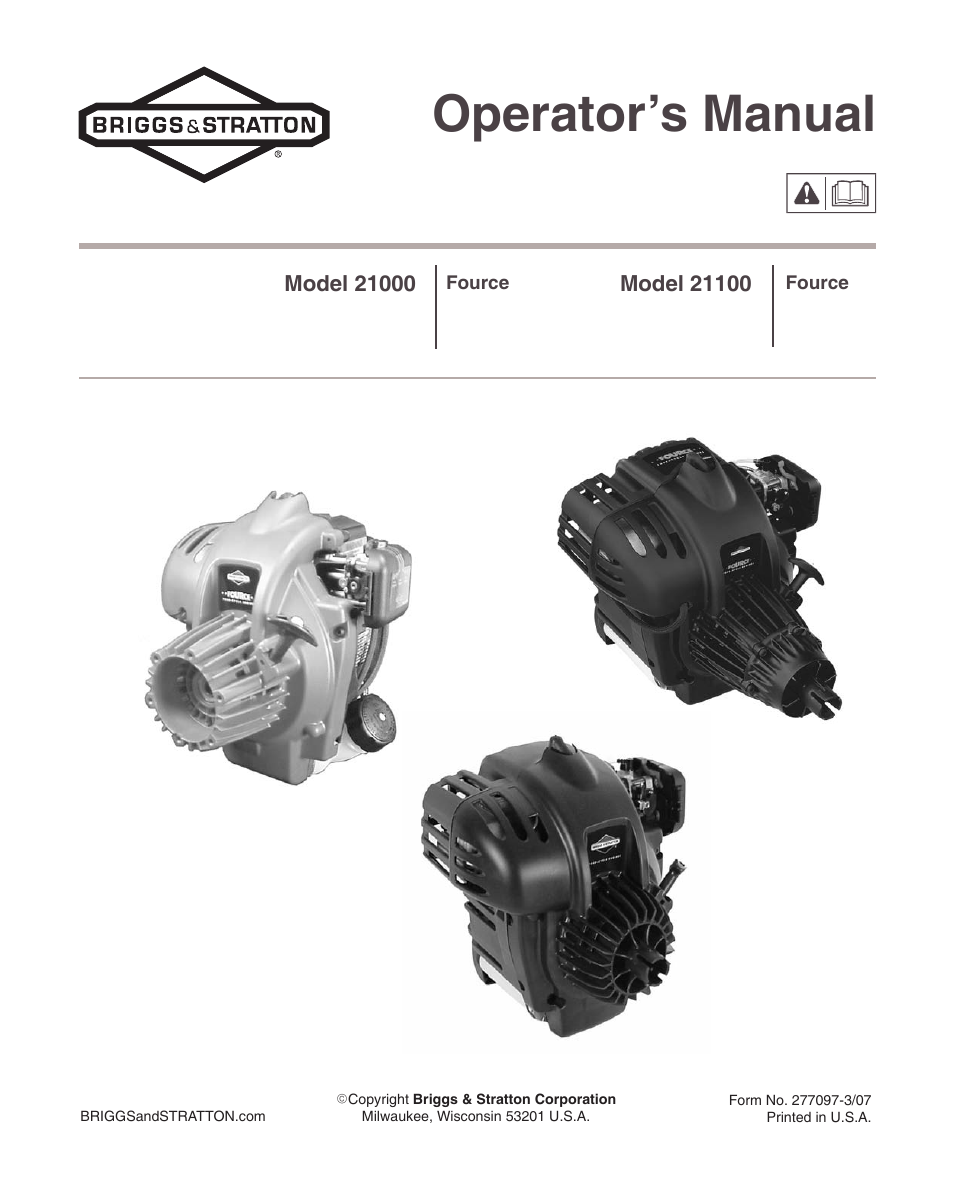 Briggs & Stratton 21000 User Manual | 20 pages