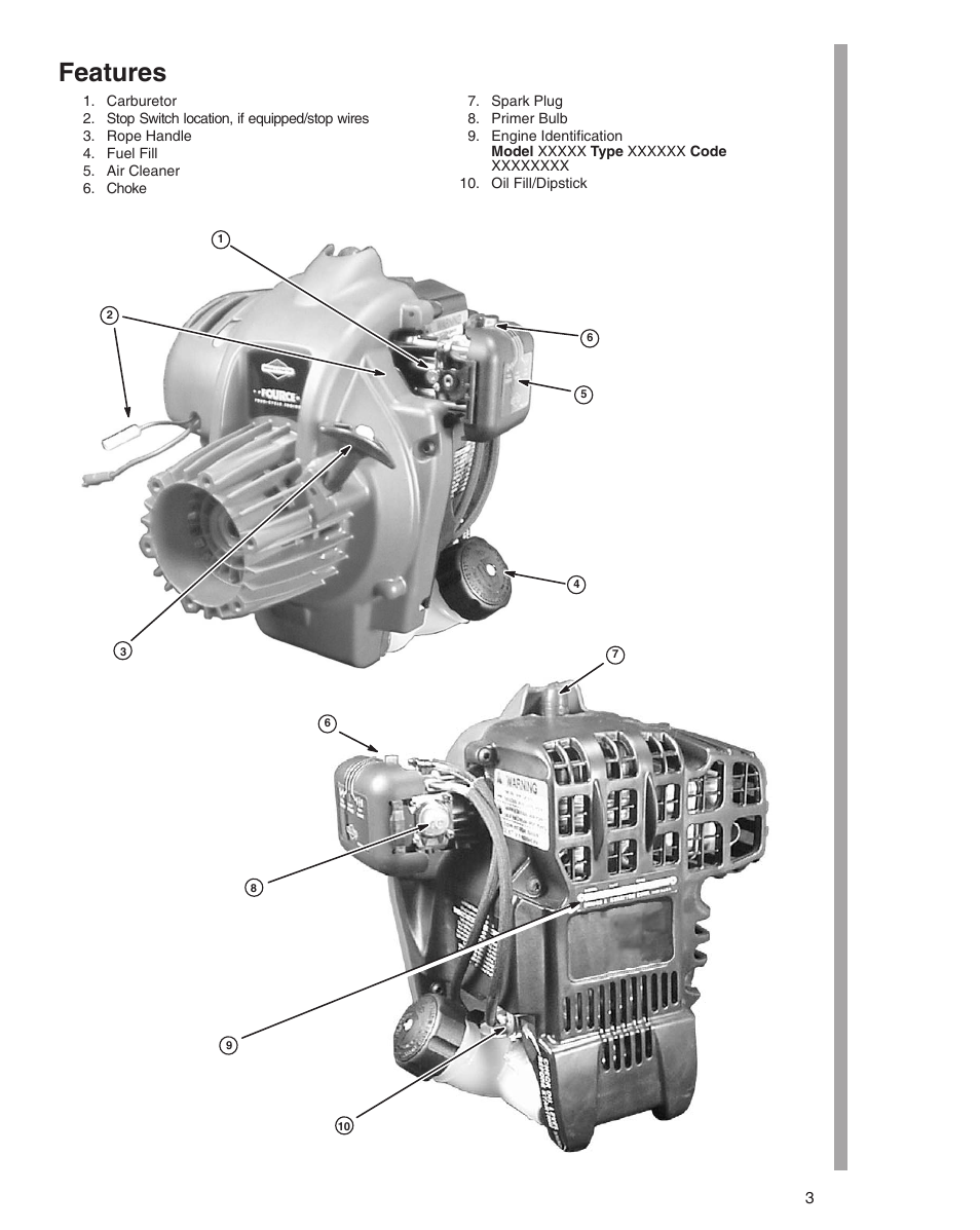 Features | Briggs & Stratton 21000 User Manual | Page 3 / 20