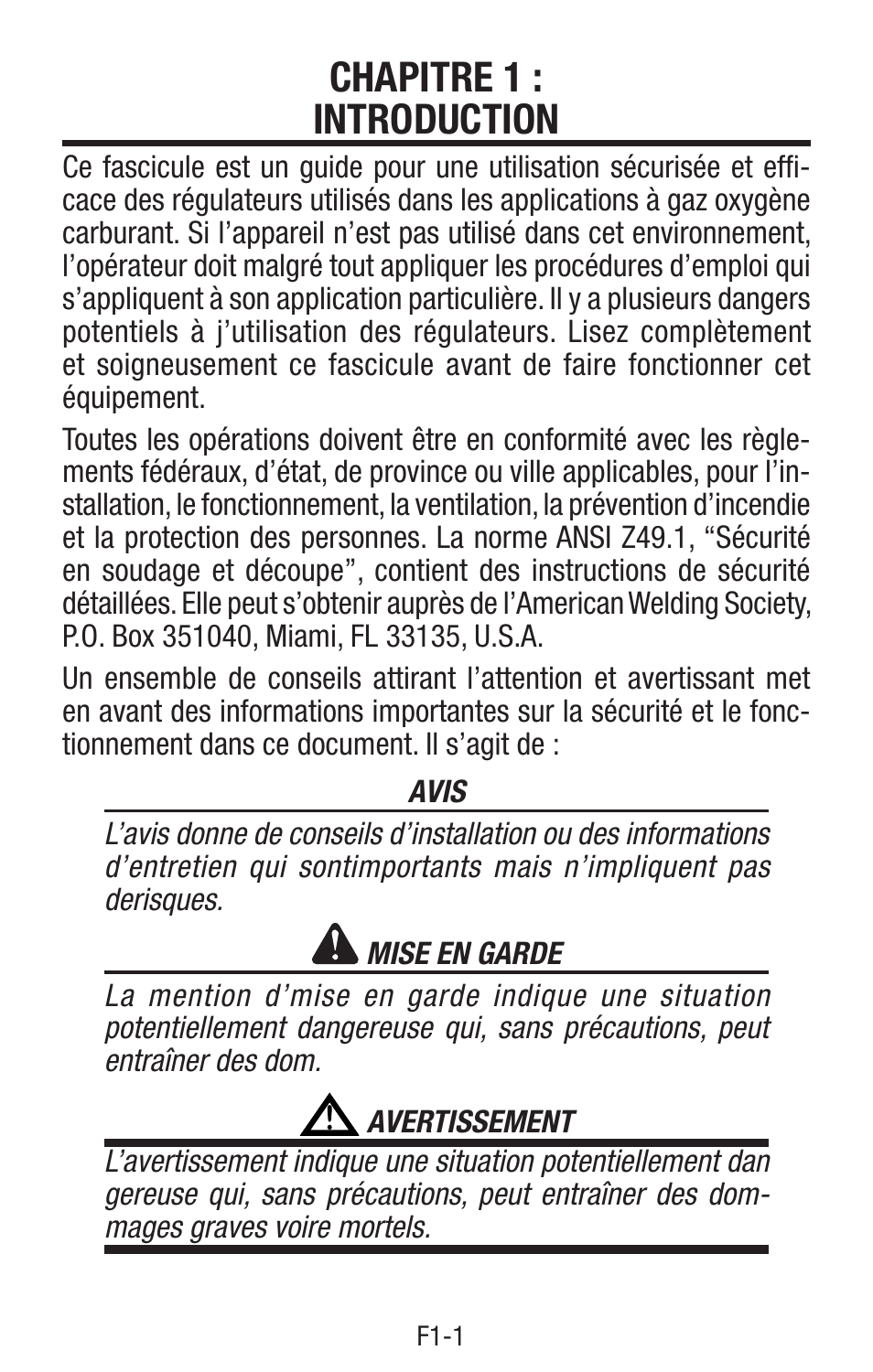 Chapitre 1: introduction, Chapitre 1 : introduction | Tweco Single & Two Stage Regulators User Manual | Page 27 / 68