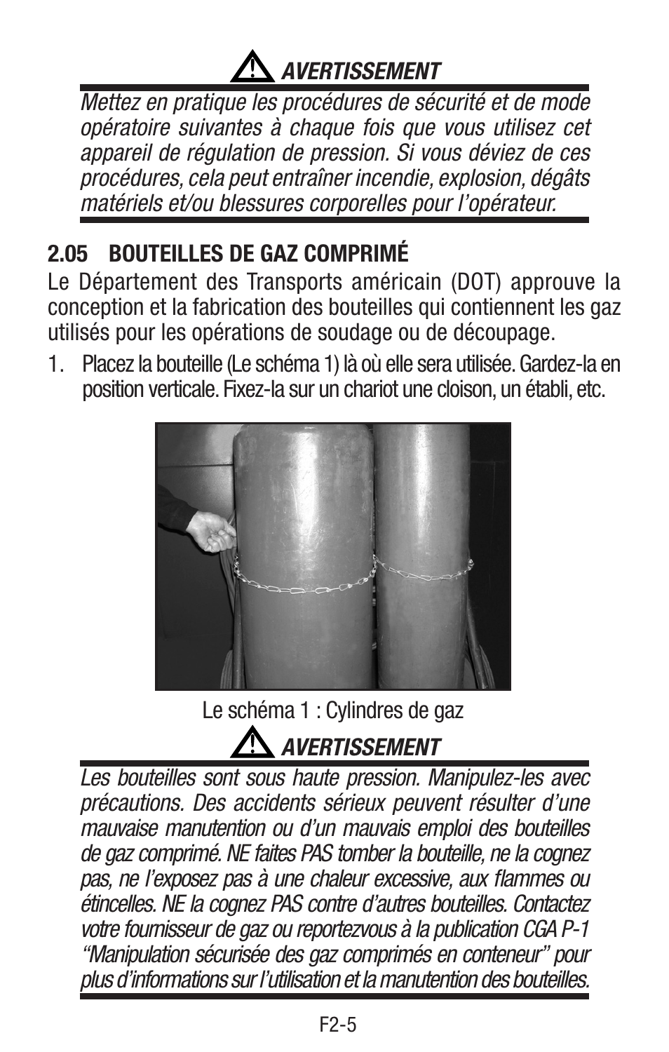 05 bouteilles de gaz comprimé, Bouteilles de gaz comprimé ...................f2-5 | Tweco Single & Two Stage Regulators User Manual | Page 31 / 68
