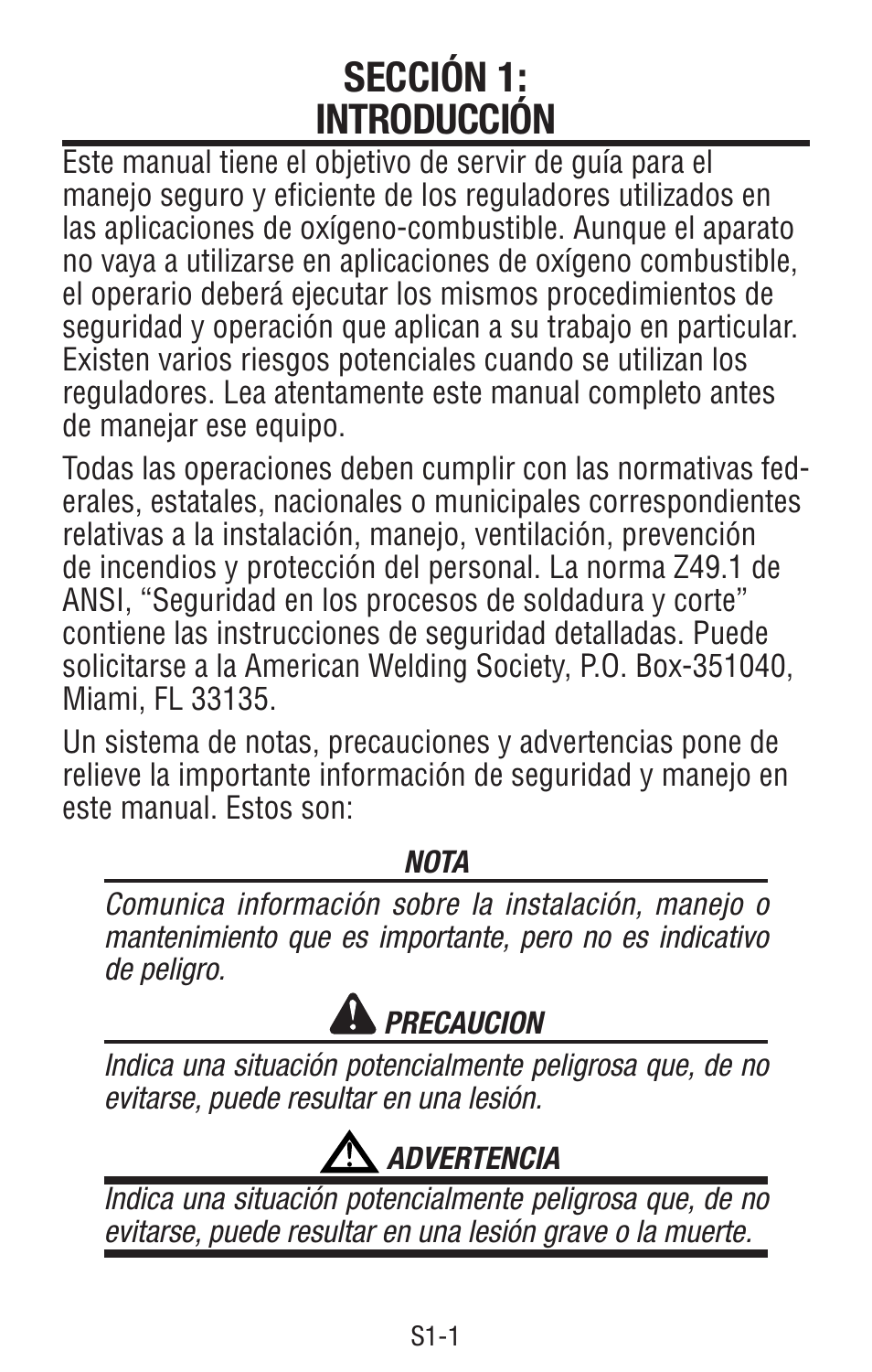 Sección 1: introducción | Tweco Single & Two Stage Regulators User Manual | Page 50 / 68