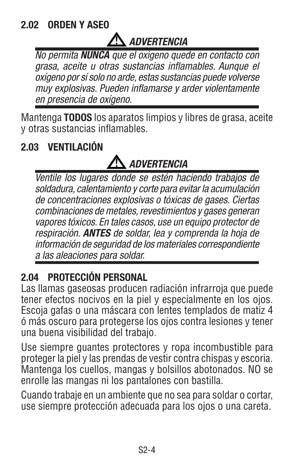 02 orden y aseo, 03 ventilación, 04 protección personal | Tweco Single & Two Stage Regulators User Manual | Page 53 / 68