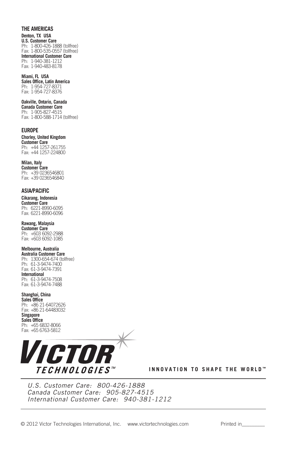 Tweco Single & Two Stage Regulators User Manual | Page 68 / 68