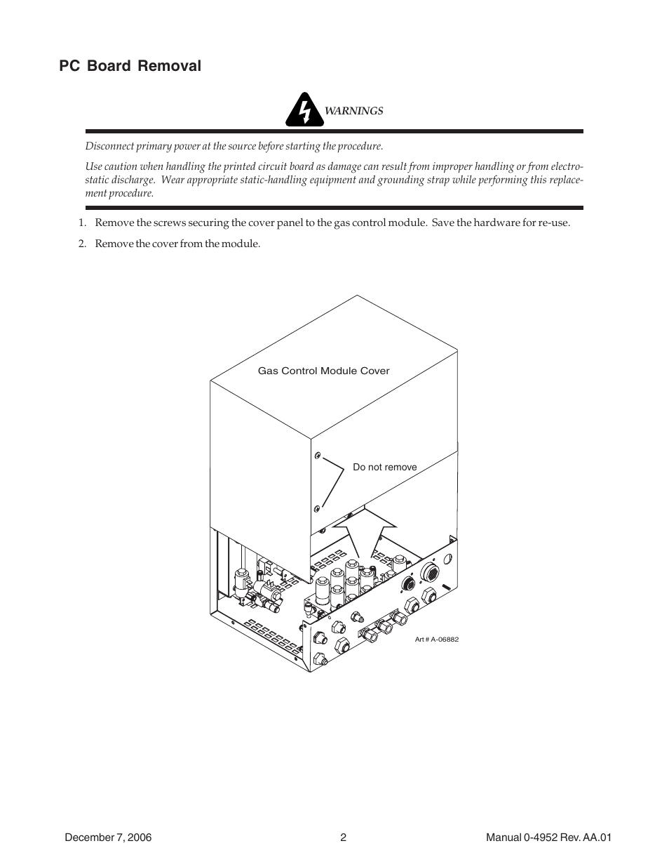 Pc board removal | Tweco 9-9515 User Manual | Page 2 / 13